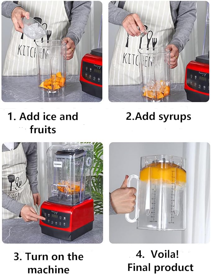 Smoothie Machine 74.4oz Capacity Smoothie Maker Speed Adjustable Commercial Food Processor with Noise Reduction cover for Frozen Drinks Smoothies