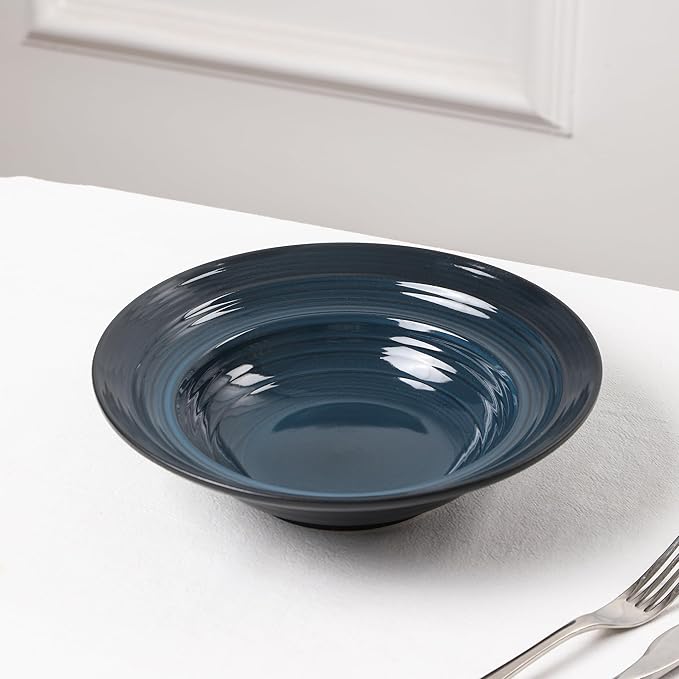 Earth &amp Clay Celeste 24-Piece Dinnerware Set Stoneware Plates and Bowls Set Includes Dinner and Salad Plates Cereal Bowls Dishwasher and Microwave Safe Dishes for 8 Blue
