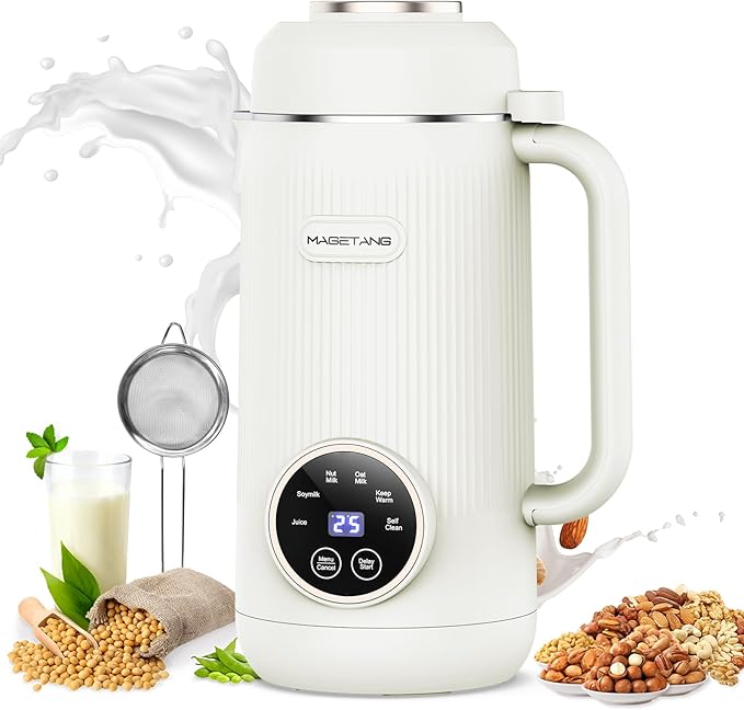 7 in 1 Nut Milk Maker Machine 28oz Automatic Milk Maker for Homemade Coconut Oat Soy Plant-Based Milk Juice with 18H Delay Start/6H Keep Warm/Self Cleaning (White)