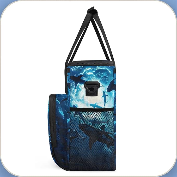 Shark Ocean Sea Travel Coffee Maker Carrying Bag Large Organizer Storage Tote Bag Insulated Reusable Cooler Grocery Bags