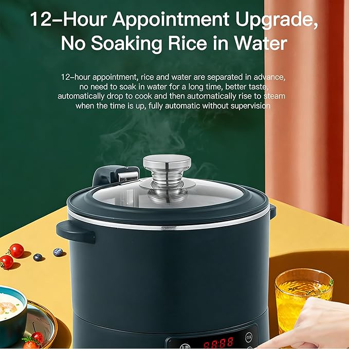 Low Carb Rice Cooker with Auto Lift 3L 1500W Induction Heating Rice-Water Separation (54% Less Starch) 12H Timer Multifunctional (Rice/Soup) 304 Stainless Steel Even Heating