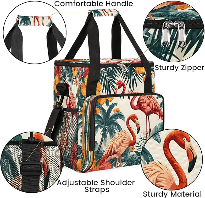 Flamingo Flower Leaves Coffee Maker Carrying Bag for Keurig K-Mini or K-Mini Plus Storage Portable Coffee Maker Travel Bag