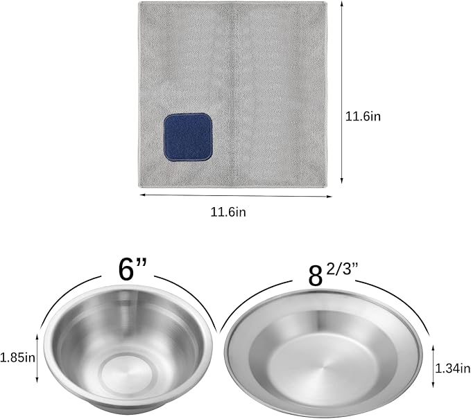 Stainless Steel Camping Cutlery Set - 8 Piece Includes Spoons Mugs Bowls Plates Rags &amp Organizer Straps - Easy to Carry for Backpacking Camping Hiking and Picnics