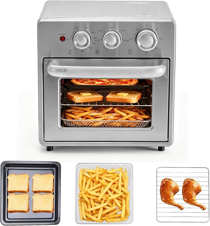 NEWBULIG 17QT Air Fryer Toaster Oven Combo 8-in-1 Multi-Function Air Fryer Large Capacity Countertop Convection Oven 450°F Fast Cooking 60 Min Precision Timer for Healthy Delicious Meals