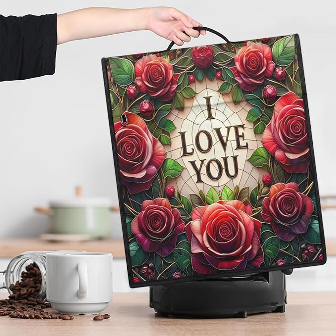 cfpolar Kitchen Aid Mixer Cover Compatible with 6-8 Quarts Flower Red Rose Stand Mixer Cover Kitchen Aid Mixers Accessories Appliance Organizer Bag Dust Covers with Zipper Pocket