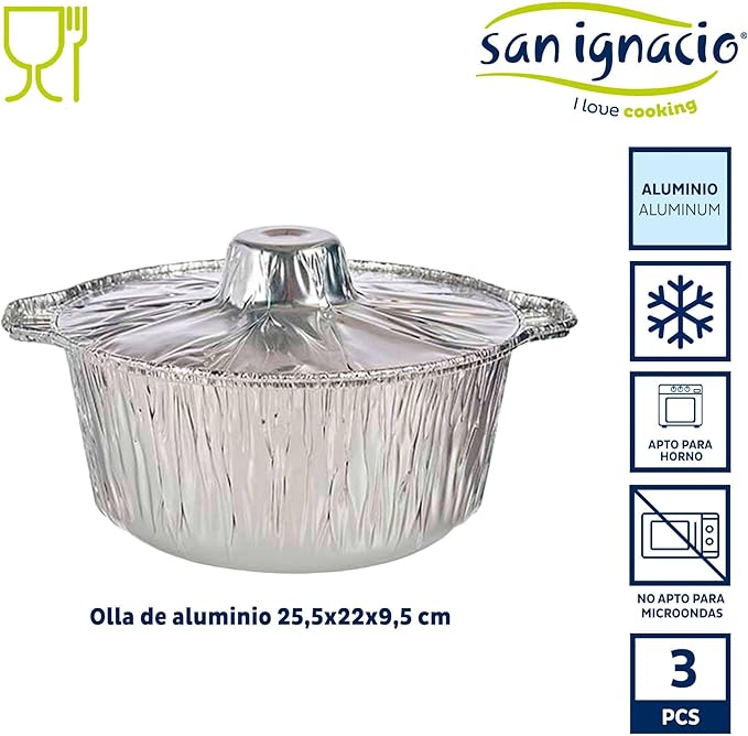 Kinvara Collection Set of 3 Aluminium Pots with Small Lid