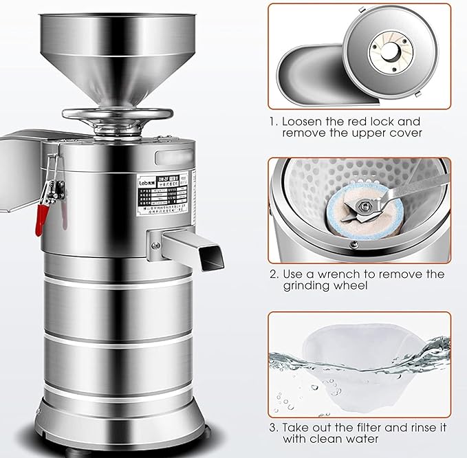 Stainless Steel Coffee Bean Grinder 1100W Automatic soymilk Machine 60KG/H Commercial soymilk Machine