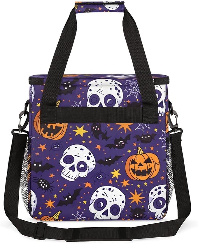 Skulls Pumpkins Coffee Maker Carrying Bag Portable Travel Storage Tote Bag Compatible with K-Mini or K-Mini Plus Single Serve Coffee Brewer Carrying Case with Multiple Pockets &amp Shoulder Strap