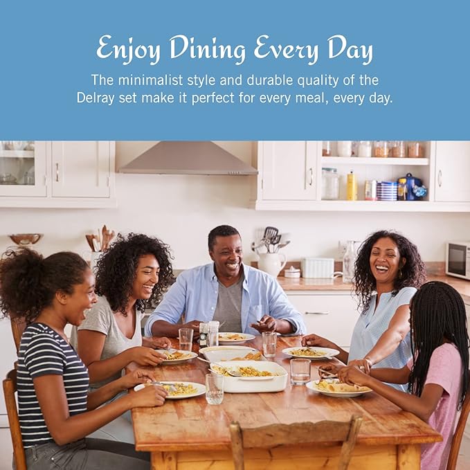 Mikasa Delray 40-Piece White Dinnerware Set Service for 8 Durable Porcelain Plates Bowls and Mugs Dishwasher and Microwave Safe