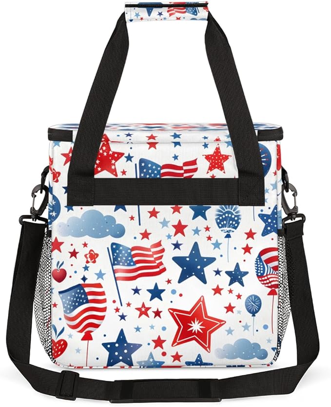 4th of JulyWaving flags Coffee Maker Carrying Bag Travel Storage Bag Compatible with K-Mini or K-Mini Plus Single Serve Coffee Brewer Carrying Case with Multiple Pockets &amp Shoulder Strap