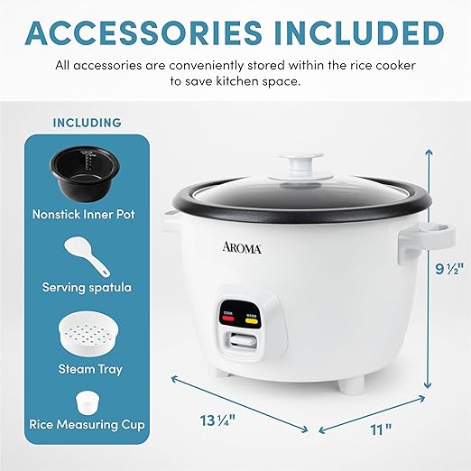 AROMA® 20-Cup (Cooked) One-Touch Rice Cooker and Food Steamer with Auto-Warm | 10 cups uncooked 20 cups cooked (ARC-390NGP)