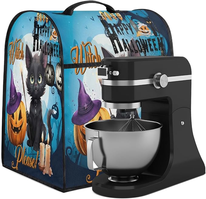 cfpolar Kitchen Aid Mixer Cover Compatible with 6-8 Quarts Halloween Pumpkin Cute Cat Stand Mixer Cover Kitchen Aid Mixers Accessories Appliance Organizer Bag Dust Covers with Zipper Pocket