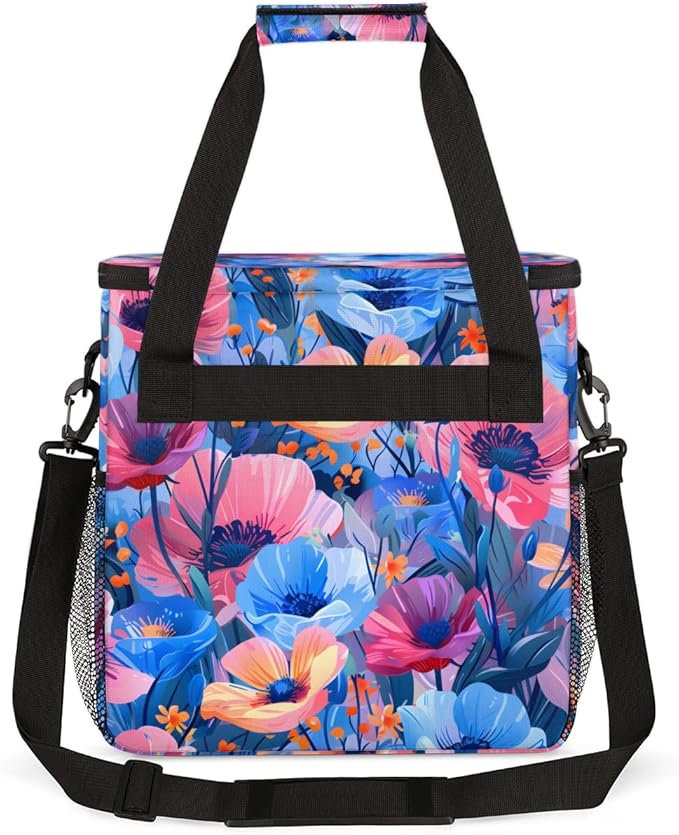 Radiant Flower Coffee Maker Carrying Bag Portable Travel Storage Tote Bag Compatible with K-Mini or K-Mini Plus Single Serve Coffee Brewer Carrying Case with Multiple Pockets &amp Shoulder Strap