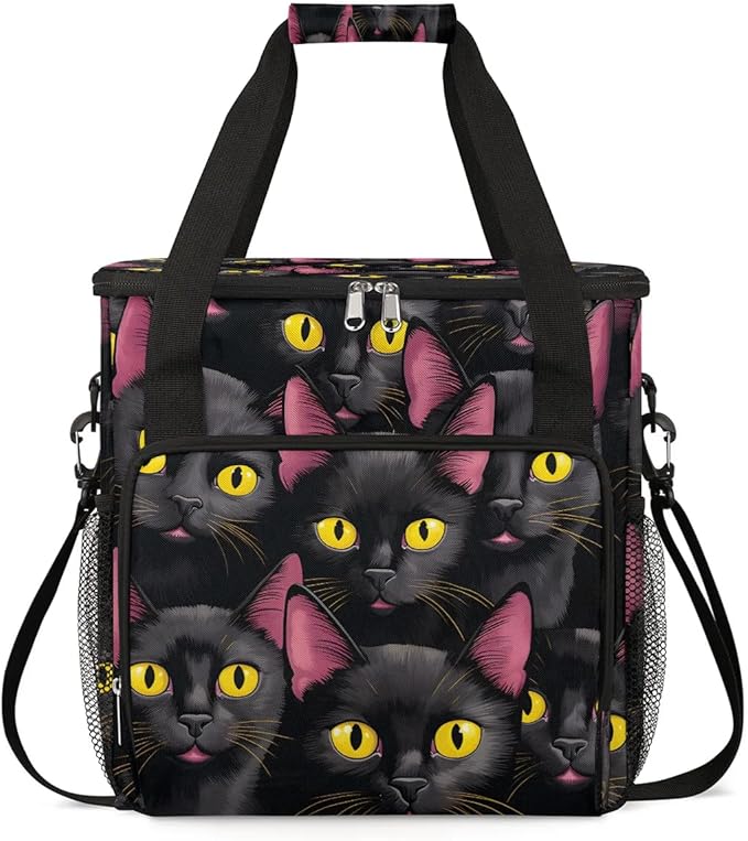 Cute Black Cats Coffee Maker Carrying Bag for Keurig K-Mini or K-Mini Plus Storage Portable Coffee Maker Travel Bag
