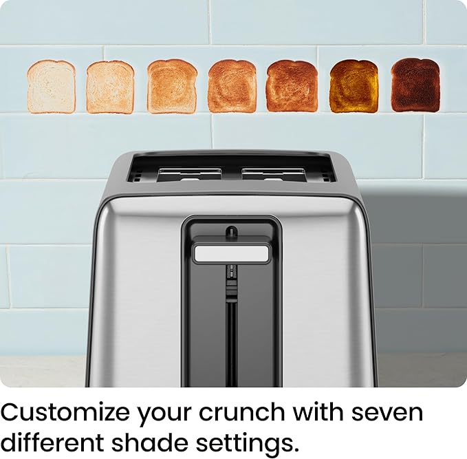 Chefman 2 Slice Toaster 7 Shade Settings Removable Crumb Tray Thick Bread and Bagel Toaster with Defrost and Cancel Buttons – Black