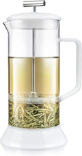 Teabloom Toulouse Borosilicate Glass Tea Press and Coffee Maker with No Plastic 24-Ounce (700 mL) - Frost White