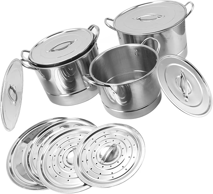 Stainless Steel Kitchen Pots and Pans Set of 4 Kitchen Cooking Cookware Set with 8 Lids Induction Heatproof Soup Pot Saucepan Stackable Design Space Saving Dishwasher