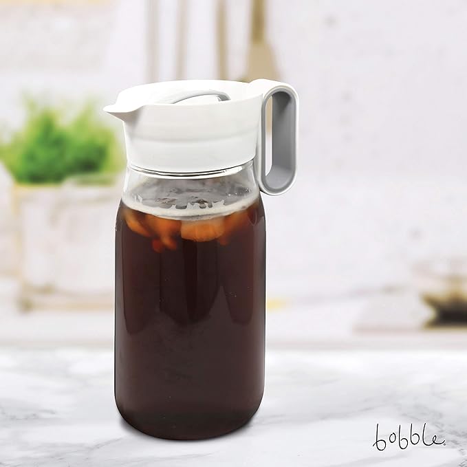 Flip Brew by Zing Anything Instant Iced Tea Maker Cold Brew Coffee Maker Two-in-One Cold Brew Coffee or Tea Maker Multi-Purpose Pitcher Dishwasher Safe BPA/EA Free Tritan 48 oz. White