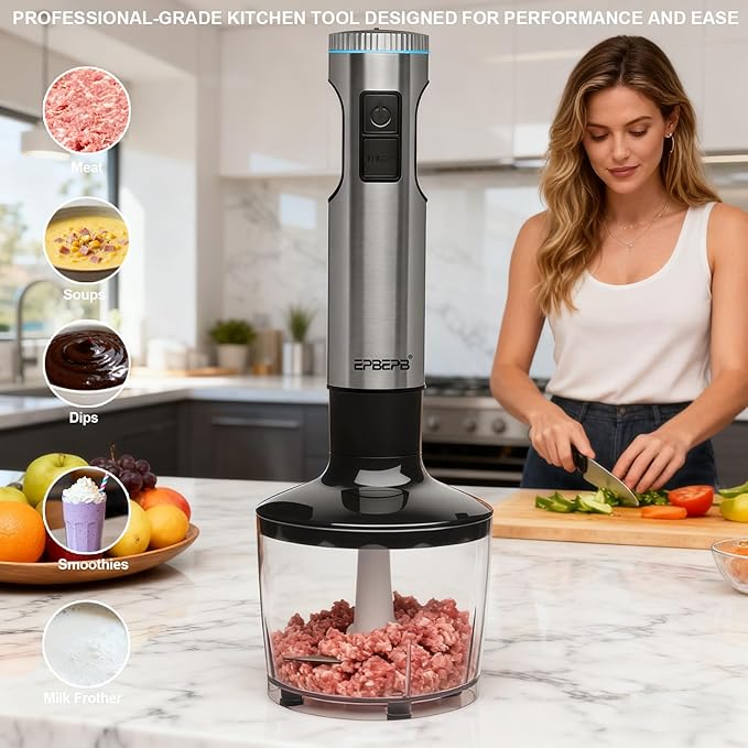 Handheld Immersion Blender Bundle 1000W Powerful 11-in-1 Set for SmoothiesOrange JuicerMinced meatMilk frotherEgg Beater Dough Hook Vegetable Chopper Potato Masher