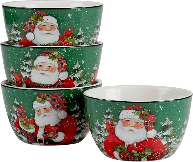 Certified International Christmas Lodge Santa 16 pc Dinnerware Set Service for 4