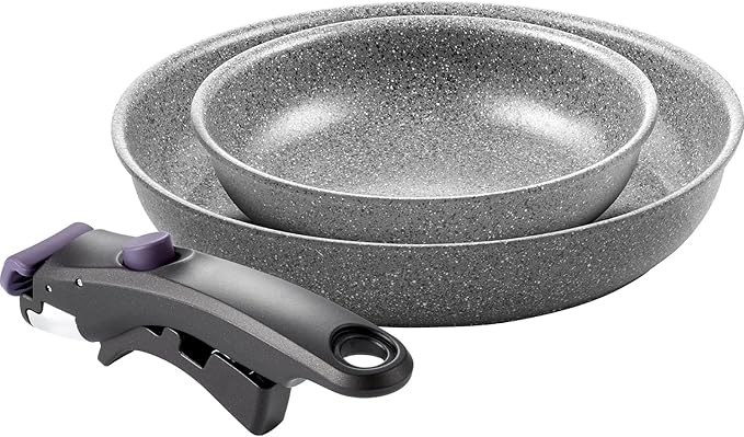Ballarini Vinci Z1029-792 Vinci Frying Pan 7.9 inches (20 cm) / 10.2 inches (26 cm) Dedicated Handle 3-Piece Set Made in Italy IH Compatible Ceramic Coating