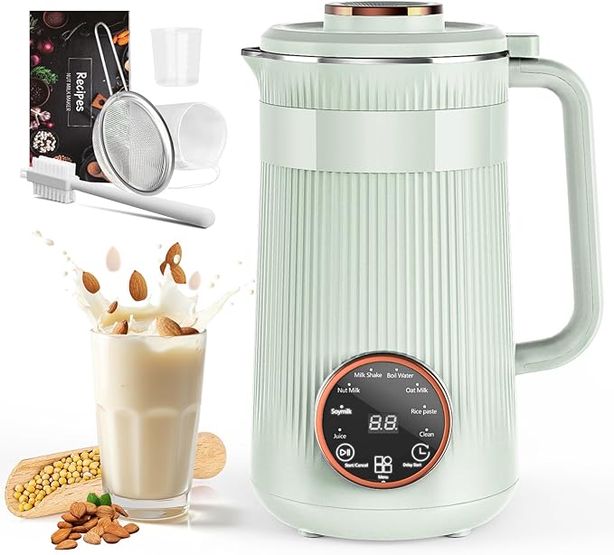 Nut Milk Maker Machine 35oz Homemade Soy Almond Oat Coconut Plant Based and Non Dairy Beverages 8 in 1 Automatic Soybean Machine With 12H Delay Start/Keep Warm/Boil Water