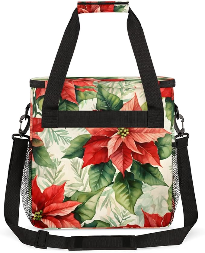 Holly Berry Flowers Coffee Maker Carrying Bag Graffiti Flowers Travel Storage Bag Compatible with K-Mini or K-Mini Plus Single Serve Coffee Brewer Carrying Case with Pockets &amp Shoulder Strap