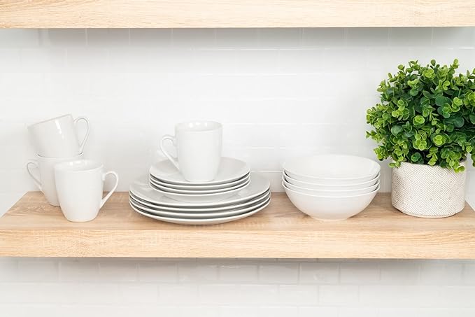 10 Strawberry Street Simply Coupe 16 Piece Dinnerware Set White - SM-1600-CP-SW