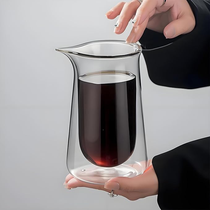 Portable Pour Over Coffee Maker Set 13oz Double Wall Glass Pour Over Coffee Dripper Plastic Free Simply Good Coffee Brewer for Home Café Restaurant Office Gift
