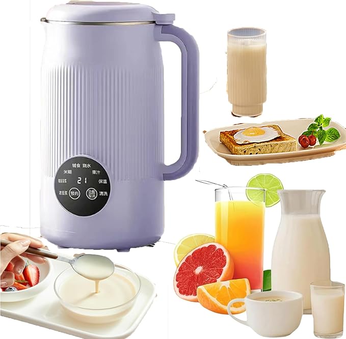8 in 1 multifunctional nut milk machinethe perfect pour drink makerUpgraded Nutmilk Maker BlenderAutomatic Soybean Juice Machines with Timer Self-Cleaning and Keep-Warm (Purple)