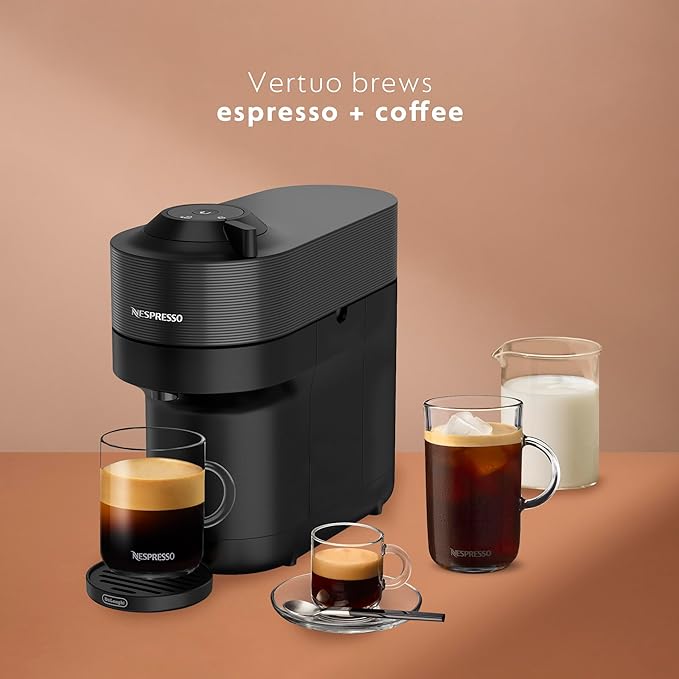 Nespresso Vertuo Pop+ Coffee and Espresso Machine by De'Longhi Liquorice Black Descaling Kit