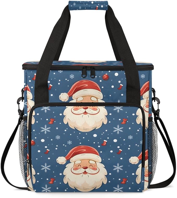 Dreamy Santa Claus Coffee Maker Carrying Bag Portable Travel Storage Tote Bag Compatible with K-Mini or K-Mini Plus Single Serve Coffee Brewer Carrying Case with Multiple Pockets &amp Shoulder Stra