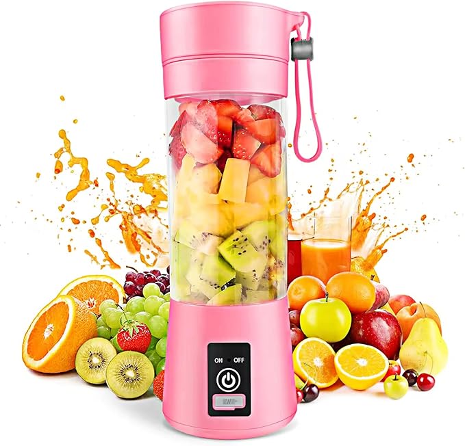 Portable Blender Personal Blender Portable USB Portable Blender for Smoothies with 6 Ultra Sharp Blades Portable Blenders for Travel/Picnic/Office/Gym Pink