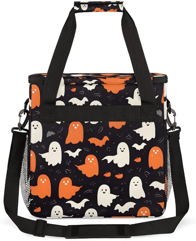 Retro Halloween Ghosts Coffee Maker Carrying Bag Travel Storage Bag Compatible with K-Mini or K-Mini Plus Single Serve Coffee Brewer Carrying Case with Multiple Pockets &amp Shoulder Strap
