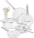 Ceramic Cookware Set - Nonstick Kitchen Pots and Pans Set Induction Cookware Sets with Cooking Utensils Set Non Toxic Cookware Set Non Stick Pan Set for Cooking Pot Oven &amp Dishwasher Safe Gif