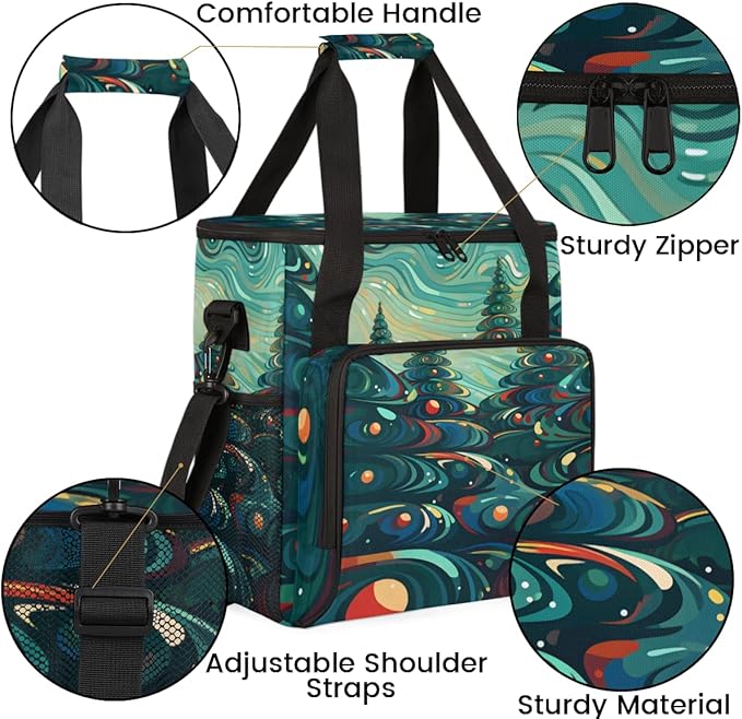 Christmas Tree Coffee Maker Carrying Bag Cartoon Tree Travel Storage Bag Compatible with K-Mini or K-Mini Plus Single Serve Coffee Brewer Carrying Case with Multiple Pockets &amp Shoulder Strap