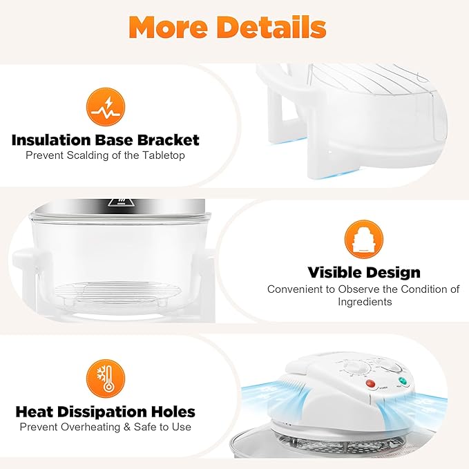 CNCEST Air Fryer Oven360 °Vertical Heating Grease Removal Infrared Convection Healthy Meal Electric Convection Oven Cooker with Fried Roasted Steamed Defrosted Function