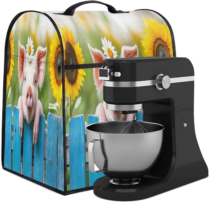 cfpolar Kitchen Aid Mixer Cover Compatible with 6-8 Quarts Cute Pig Sunflower Stand Mixer Cover Kitchen Aid Mixers Accessories Appliance Organizer Bag Dust Covers with Zipper Pocket