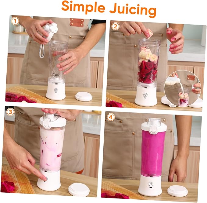Portable Cordless Juicer Cup for Fresh Juice and Smoothies Transparent Blender with Easy Operation Stylish Design for Home Go Use