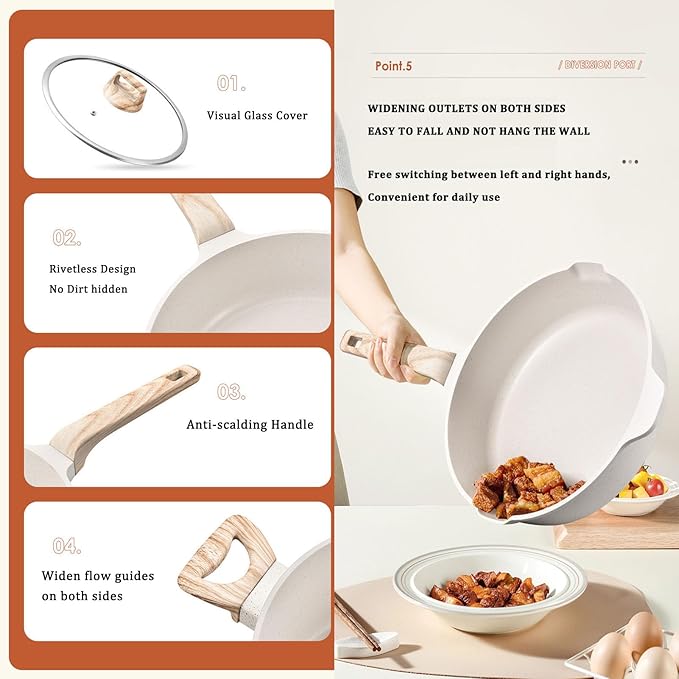 Pots and Pan Set Non Stick Cookware Set 5pcs Non-Stick Kitchen Set Induction Cookware Non-Toxic Granite Cooking Set Multi-Purpose for Home use