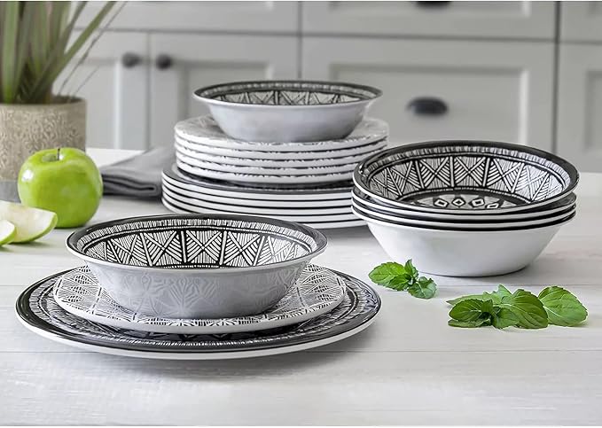 18-Piece Melamine Dinnerware Set Printmaker Design