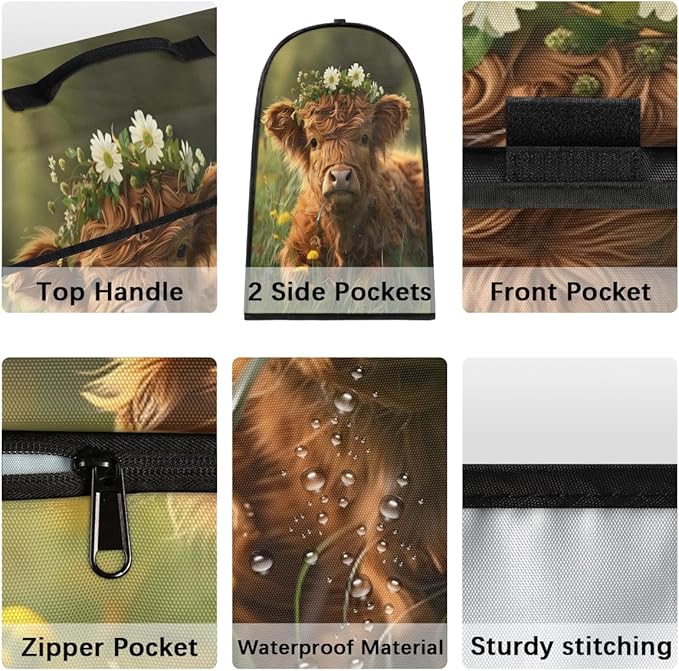 cfpolar Kitchen Aid Mixer Cover Compatible with 6-8 Quarts Animal Highland Cattle Flower Stand Mixer Cover Kitchen Aid Mixers Accessories Appliance Organizer Bag Dust Covers with Zipper Pocket