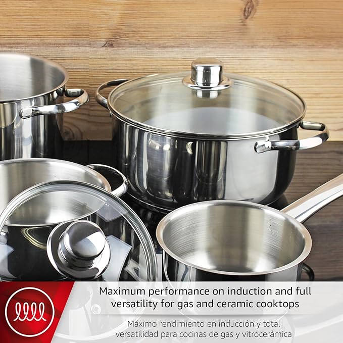 MAGEFESA Dux 7-Piece Stainless Steel Cookware Set crafted from 18/10 stainless steel suitable for all stovetop types effortless clean dishwasher safe