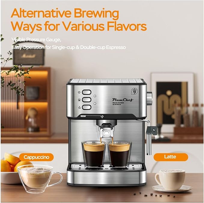 Espresso Machine 20 Bar Compact Coffee Maker with Milk Frother