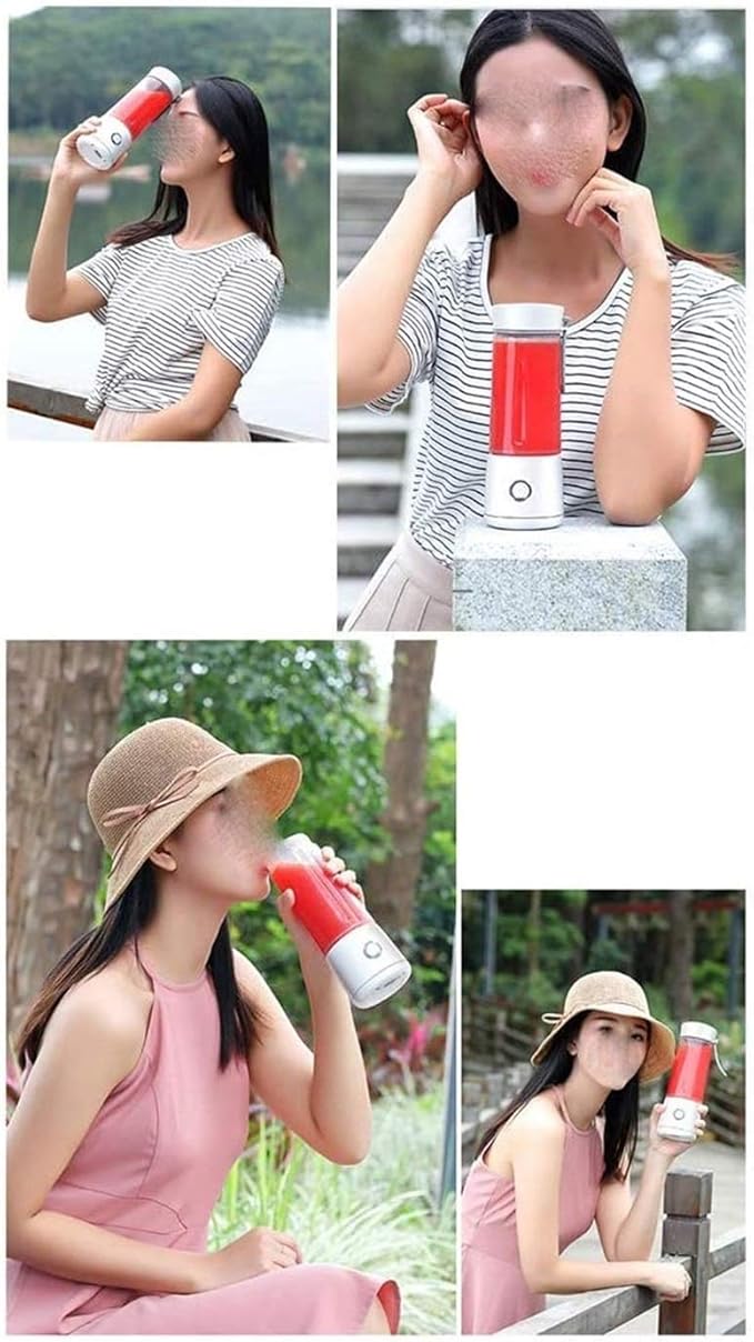 Portable Blender Smoothie Juicer Cup - 4 Blades Fruit Mixing Machine with USB Rechargeable Travel Juicer Detachable Cup 400ml (Color : A) (B)