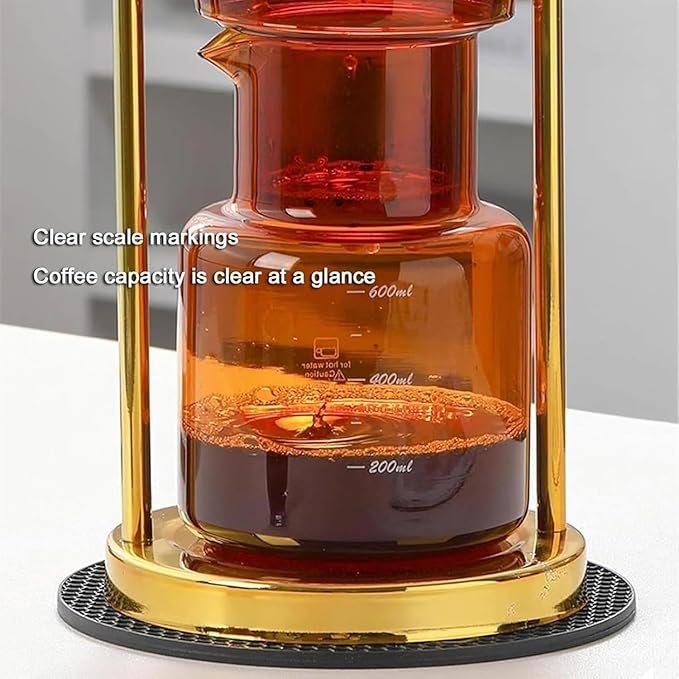 Cold Drip Coffee Maker Cold Brew Drip Tower Adjustable Water Flow Stainless Steel Frame Borosilicate Glass Pot for Home Office Bar Restaurant