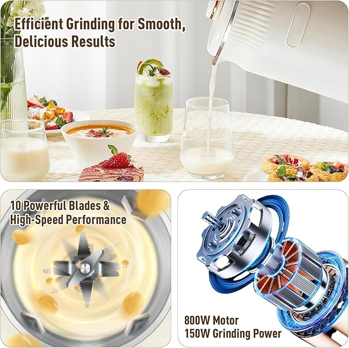 Nut Milk Maker Machine 8-in-1 Multifunction Nut Milk &amp Juice Maker 2026 Upgraded Automatic Soybean Machine Smart Buttons Eight Modes One-Button Self-Cleaning (Green)