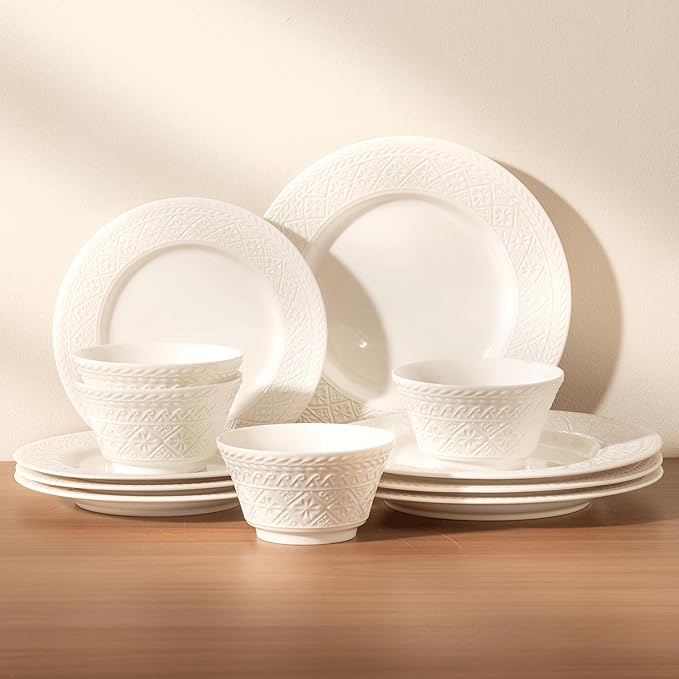 Dinnerware sets plates and bowls sets modern platesCeramic Dinnerware Sets12 Pieces Porcelain Lightweight PlatesScratch Resistant Dish Set (style - 13 4 - Set (12pcs))