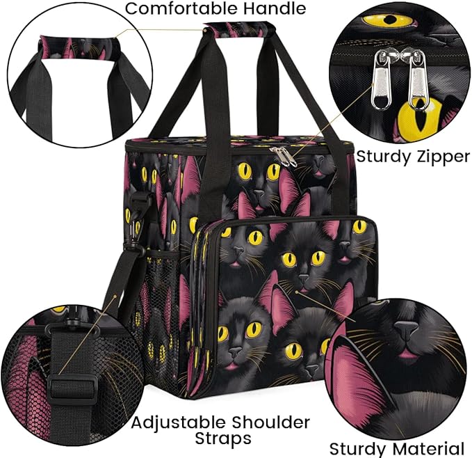 Cute Black Cats Coffee Maker Carrying Bag for Keurig K-Mini or K-Mini Plus Storage Portable Coffee Maker Travel Bag