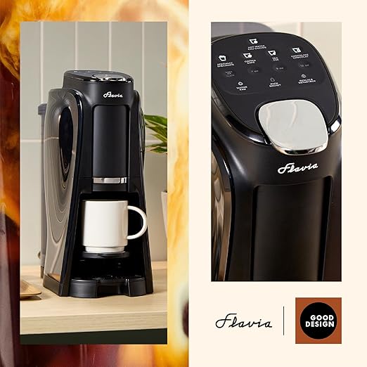Flavia Aroma Brewer Bundle with 84 Freshpacks and 1 Merchandiser - Coffee Machine Makes Coffee Lattes Tea and other Hot or Iced Beverages Multiple Brew Sizes Black